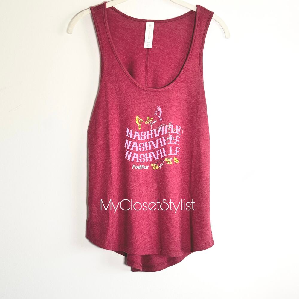 POSHMARK PoshFest Nashville Tank Top Tee NEW Official Summer T-shirt S raspberry